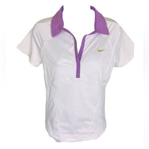 Nike Sphere Dry V-Neck White Lilac Polo Shirt Sz XL